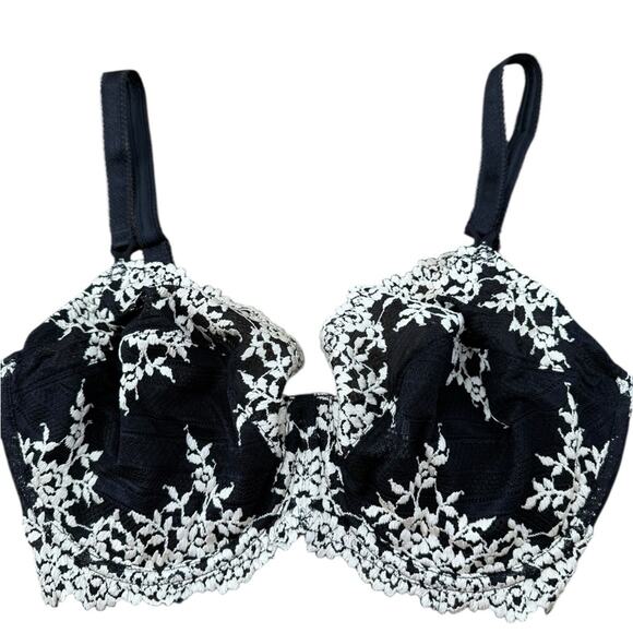 Wacoal 65191 Wacoal Women's Embrace Lace Bra Black and White Bra Size 36DD - Picture 2 of 7